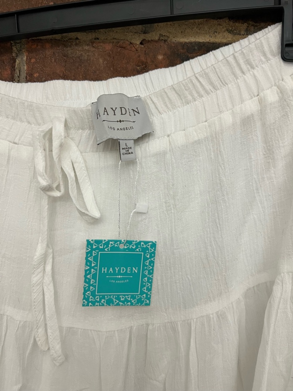 Hayden White Tiered Maxi Skirt with Drawstring - Picture 2 of 3